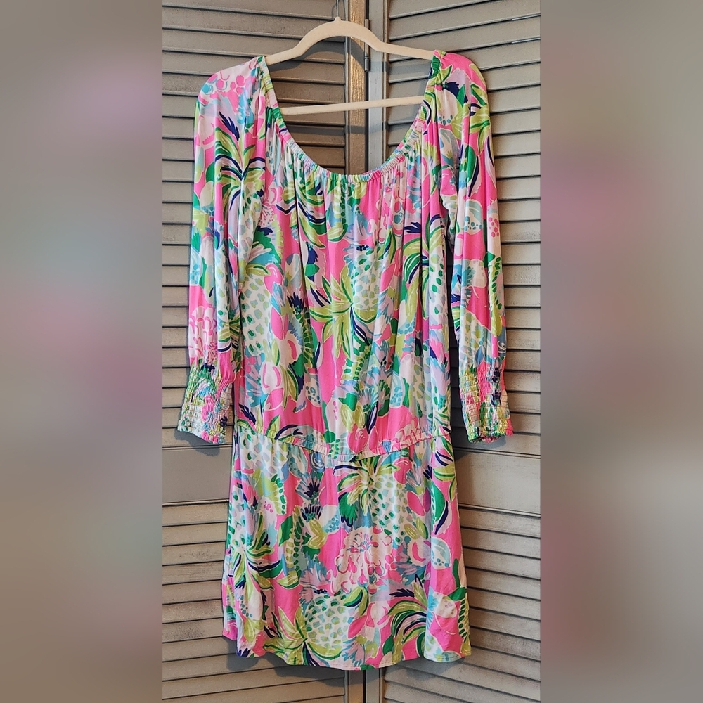 Lilly Pulitzer Lana Skort Romper Off the Shoulder Bright Bold Summer EUC